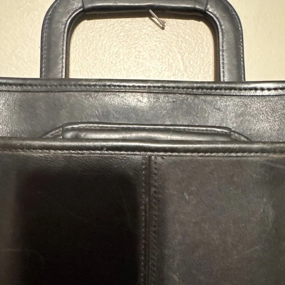 Coach Vintage Portfolio Retractible Handles Briefcase Black Leather